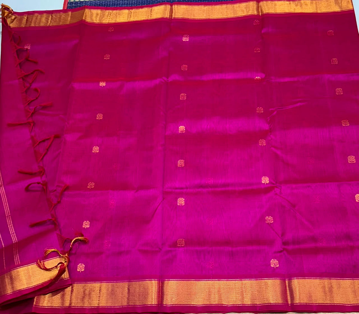 Handloom silk cotton saree with buttas - MS363