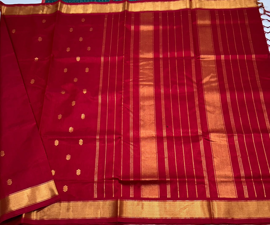 Handloom silk cotton saree with buttas - MS390