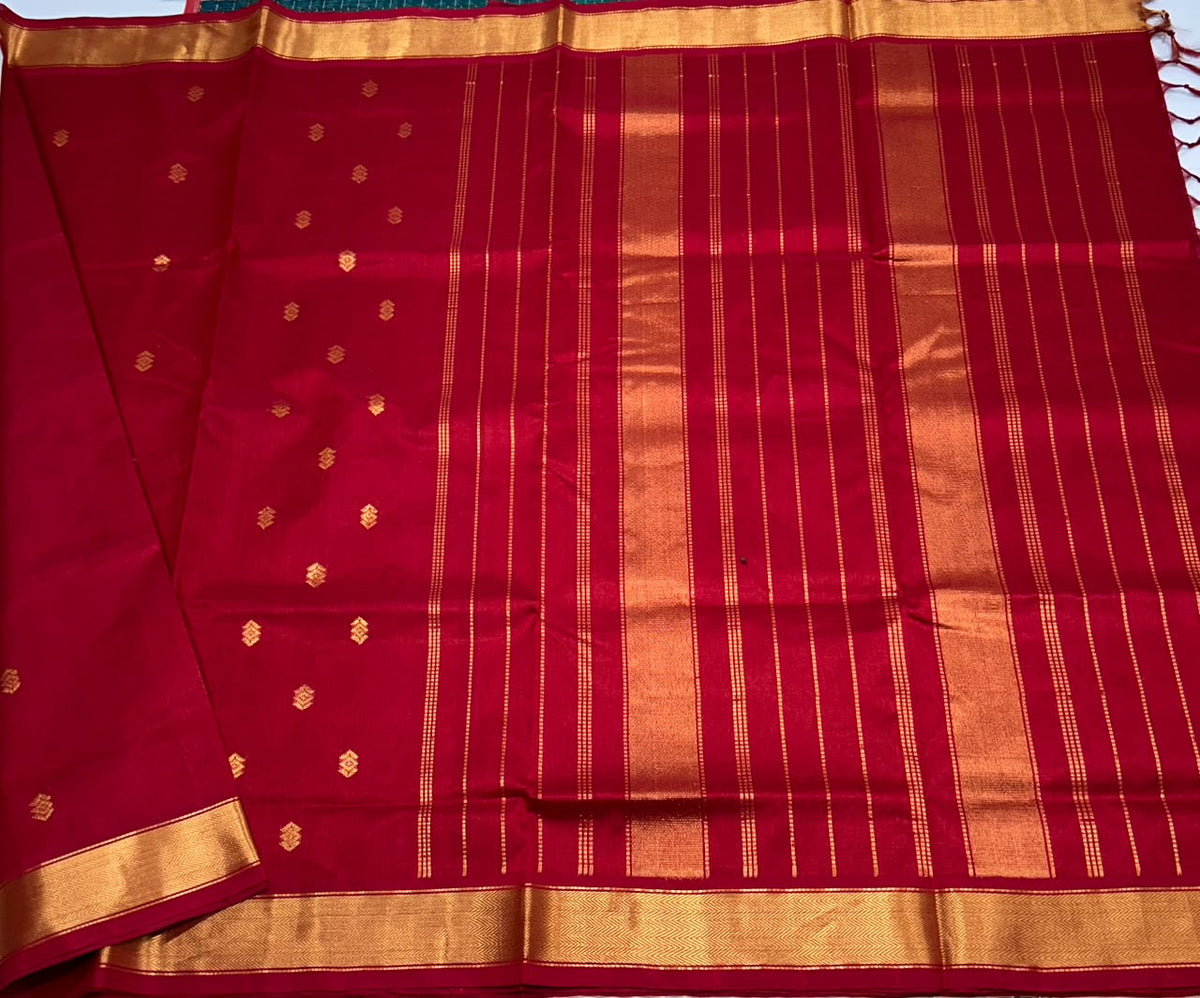 Handloom silk cotton saree with buttas - MS390