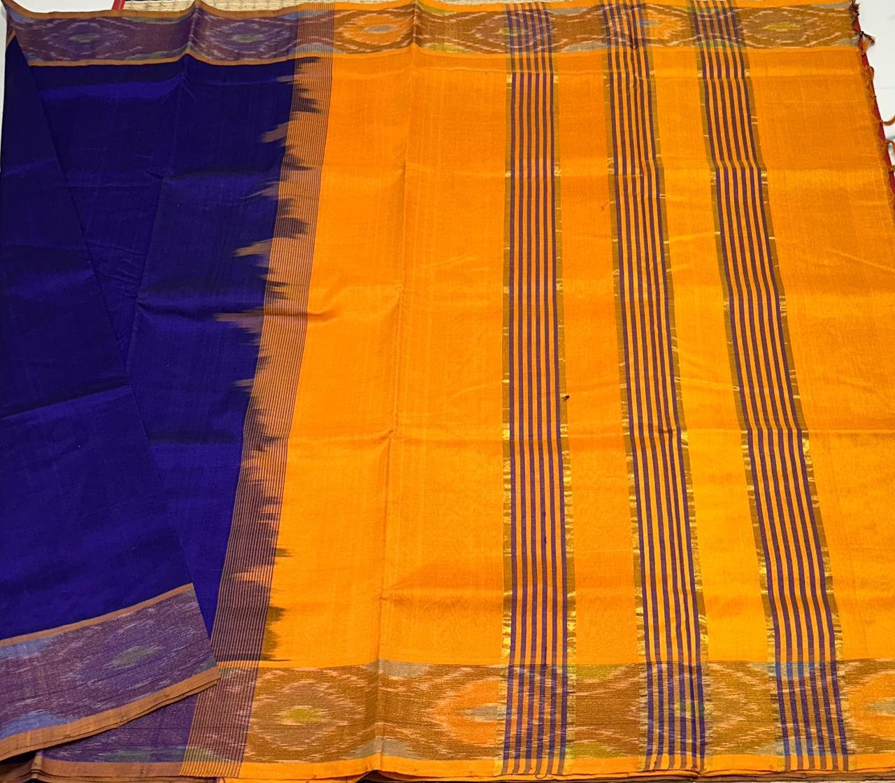 Handloom semi silk cotton saree pochampalli border - MS064