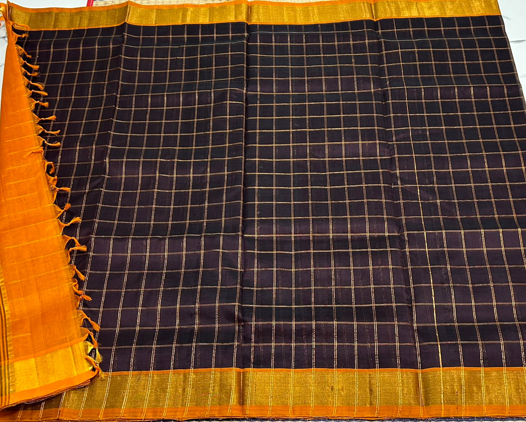 Handloom silk cotton saree with zari  kattam - MS222