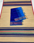 Handloom semi silk cotton saree with ikkart border - MS348
