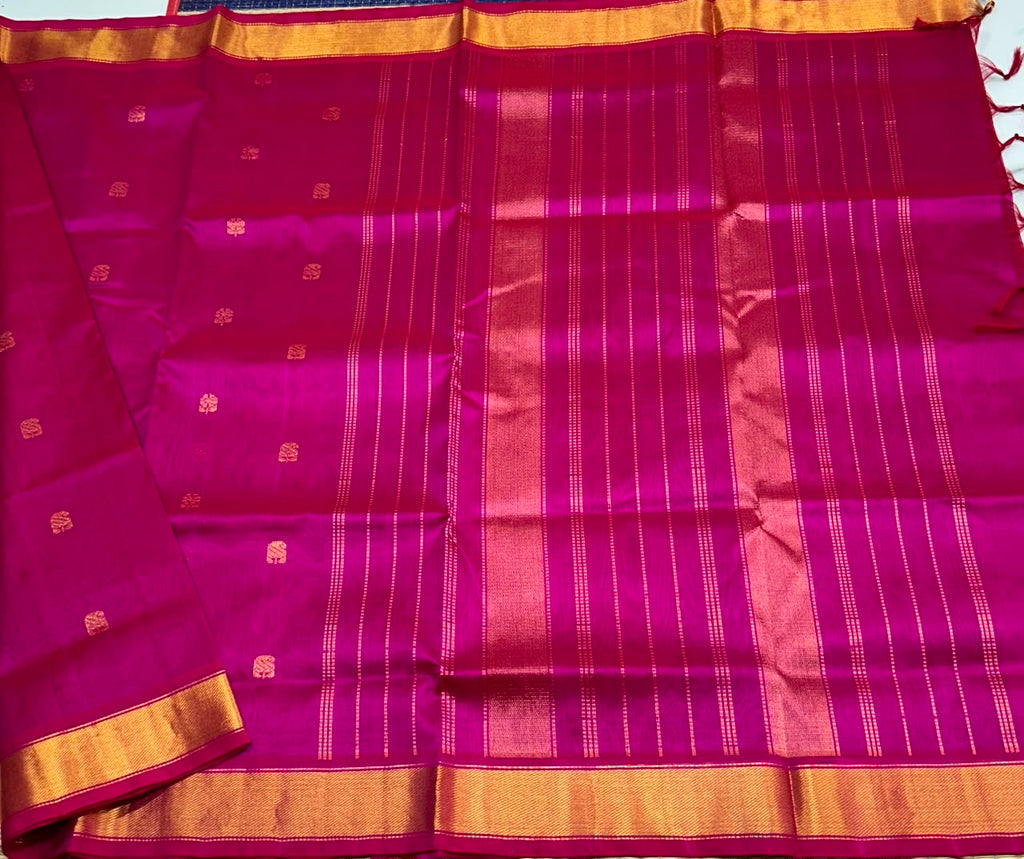Handloom silk cotton saree with buttas - MS363