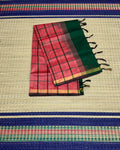 Handloom semi silk cotton saree with kattam - MS155