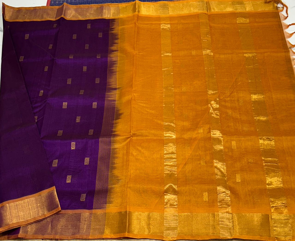 Handloom silk cotton saree with buttas - MS174