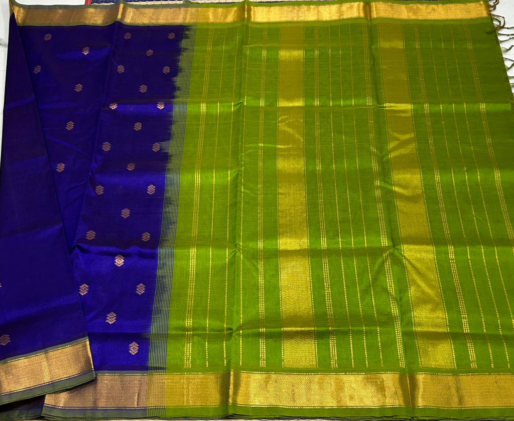Handloom silk cotton saree with buttas - MS189
