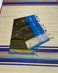Handloom silk cotton saree kaddi border with buttas - MS066