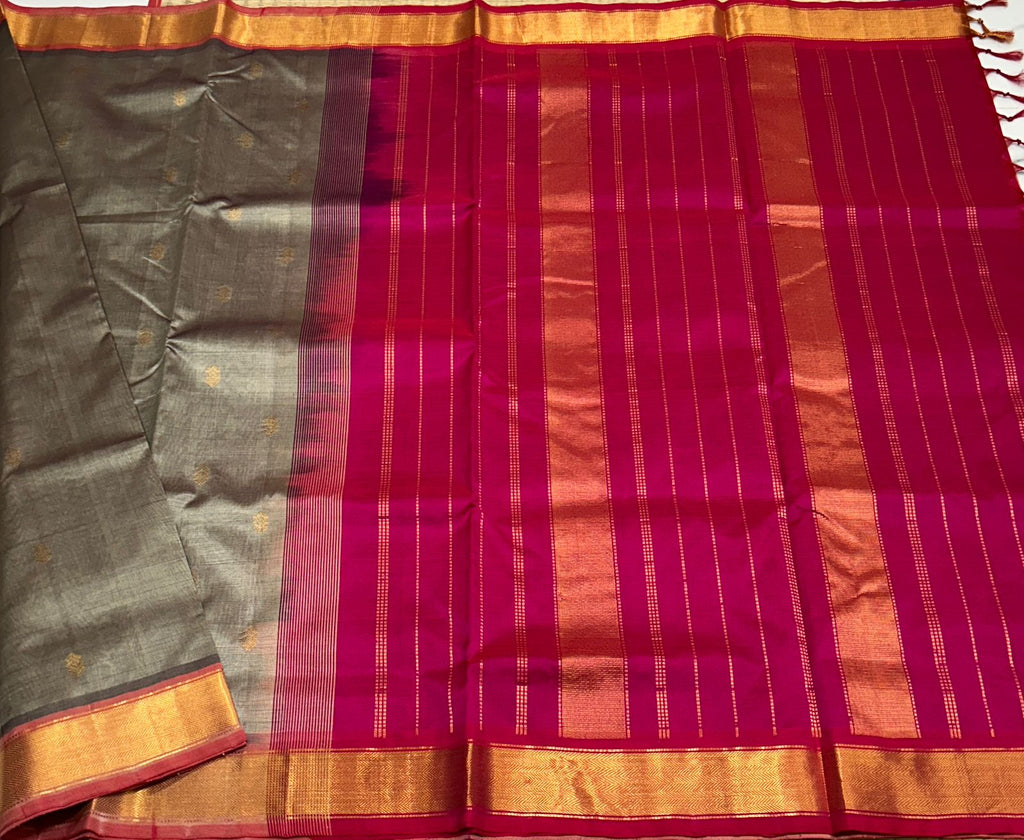 Handloom silk cotton saree with buttas - MS196